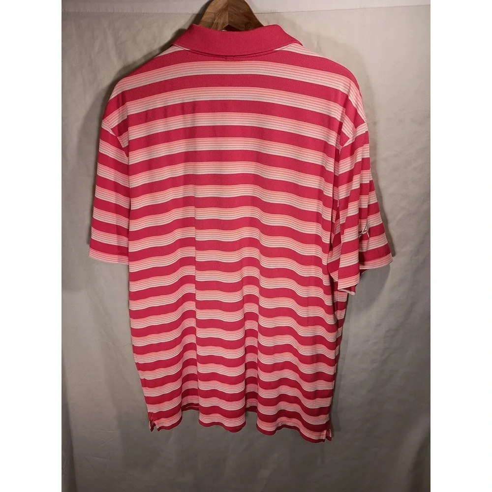 Nike‎ Golf Tour Performance Dri-Fit Men's Striped Golf Polo Shirt XL Braves Logo